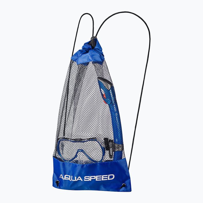 Set de snorkeling AQUA-SPEED Enzo + Evo mască + tub + sac albastru 4