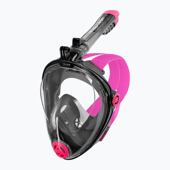 Mască facială completă de snorkeling AQUA-SPEED Spectra 2.0 neagră/roz