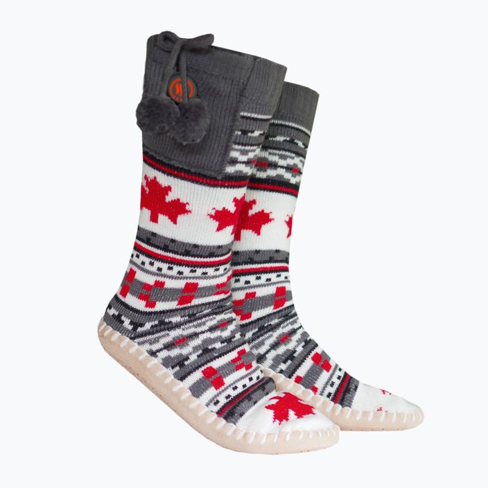 Papuci încălziți cu șosete Glovii GQ4 alb/roșu/gri 2