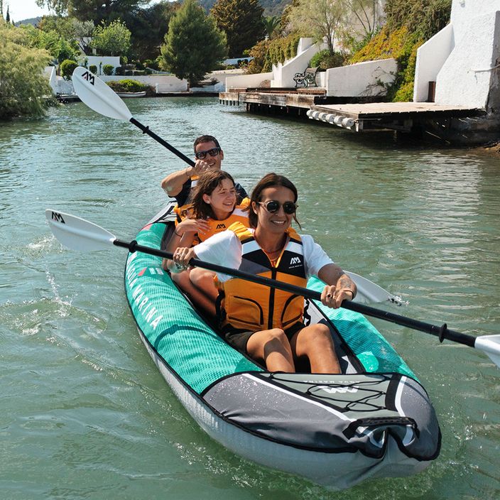 Caiac gonflabil 3-personă 12'6″ AquaMarina Recreational Kayak verde Laxo-380 5