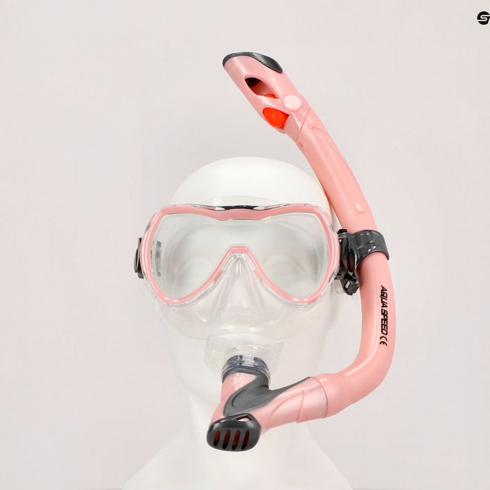 AQUA-SPEED Enzo + Evo set snorkel pentru copii roz 604 8