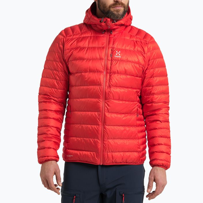 Jachetă din puf pentru bărbați Haglöfs Roc Down Hood roșu 604682