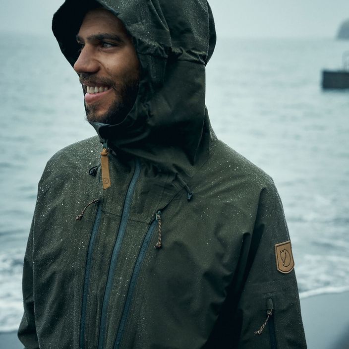 Jachetă de ploaie Fjällräven Keb Eco-Shell pentru bărbați, verde F82411 9
