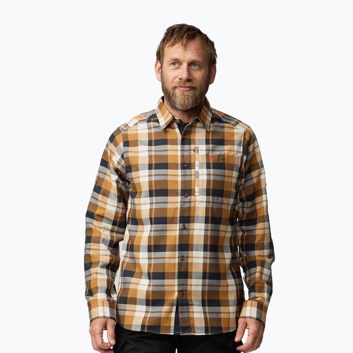 Tricou pentru bărbați Fjällräven Fjällglim buckwheat brown/dark navy