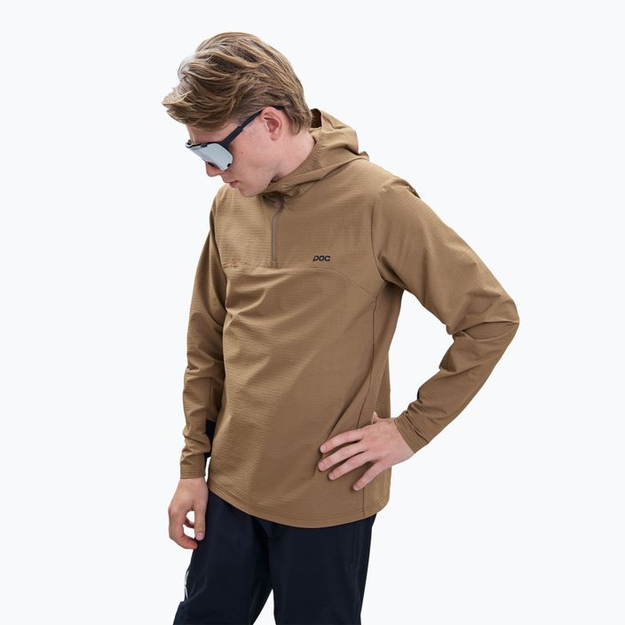 Tricou de ciclism pentru bărbați POC Mantle Thermal Hoodie jasper brown