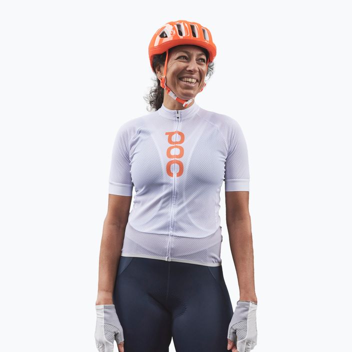 Tricoul de ciclism pentru femei POC Essential Road Logo hydrogen white/granite grey