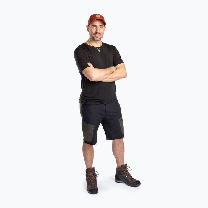 Pantaloni scurți de trekking pentru bărbați Pinewood Finnveden Trail Hybrid negru/verde-muștar pentru bărbați 2