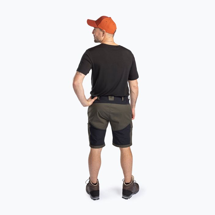 Pantaloni scurți de trekking pentru bărbați Pinewood Finnveden Trail Hybrid negru/verde-muștar pentru bărbați 3