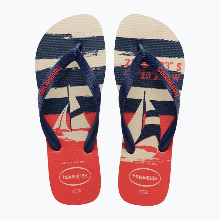 Șlapi Havaianas Top Nautical beige straw / navy blue / ruby red 10