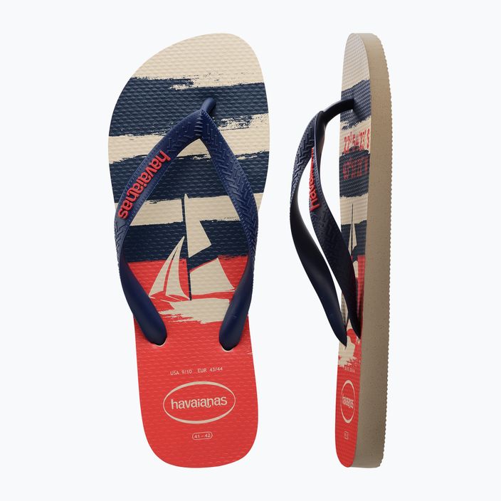 Șlapi Havaianas Top Nautical beige straw / navy blue / ruby red 11