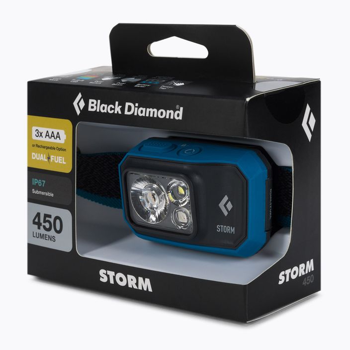 Black Diamond Storm 450 lanternă cu cap albastru BD620676714004ALL1