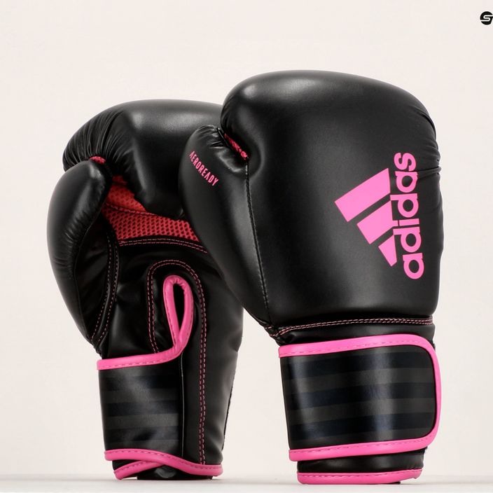 Mănuși de box adidas Hybrid 80, negru și roz, ADIH80 7