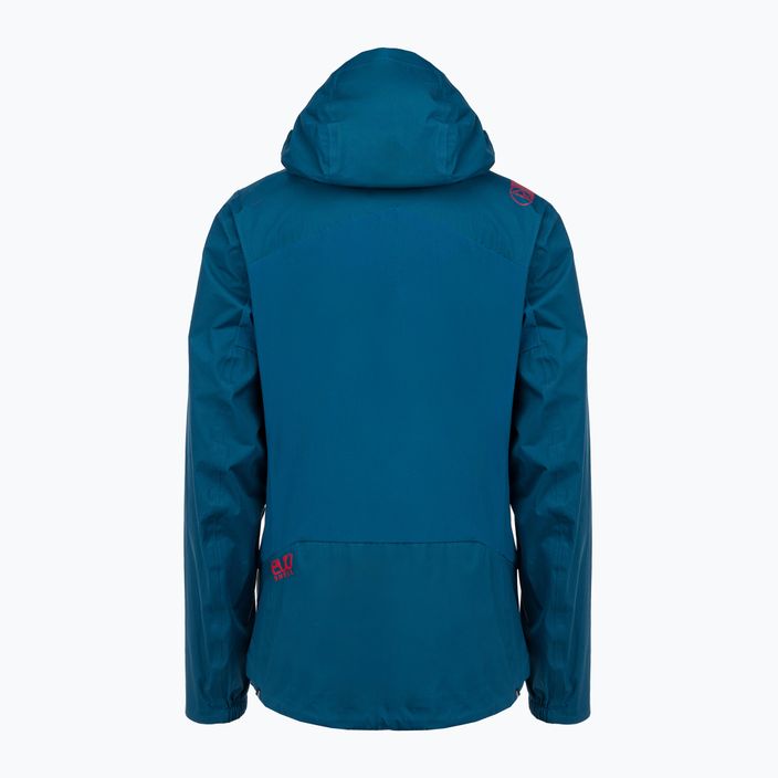 Jachetă de ploaie cu membrană La Sportiva Crizzle EVO Shell pentru femei, albastru furtună/roșii de cireșe cu membrană 2