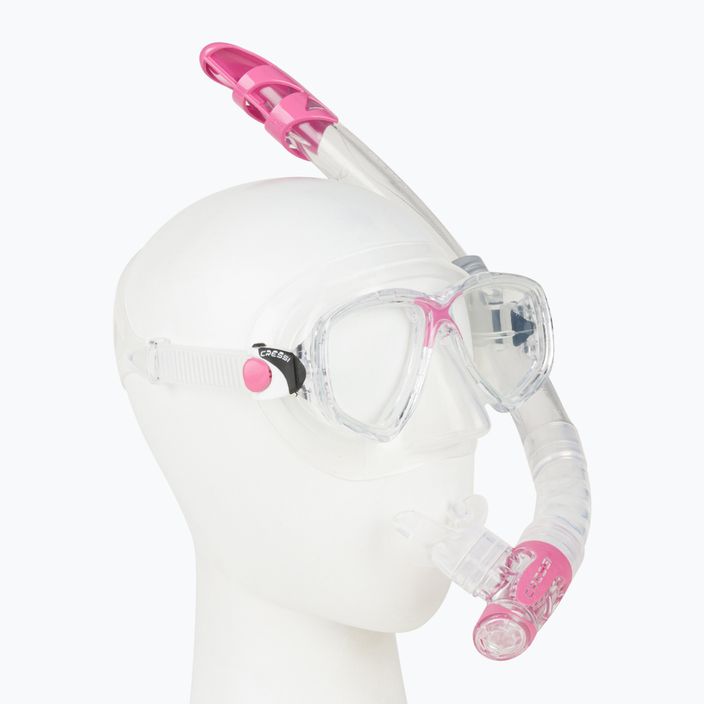 Set de scufundări Cressi Marea + mască Gamma + snorkel roz incolor DM1000054 2