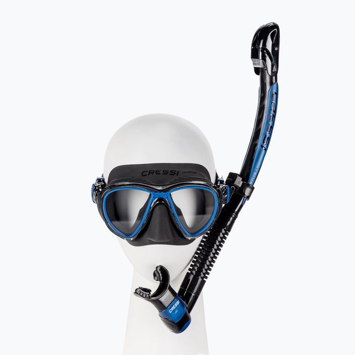 Set snorkel Cressi Quantum mask + Itaca Ultra Dry snorkel black-blue DM405020
