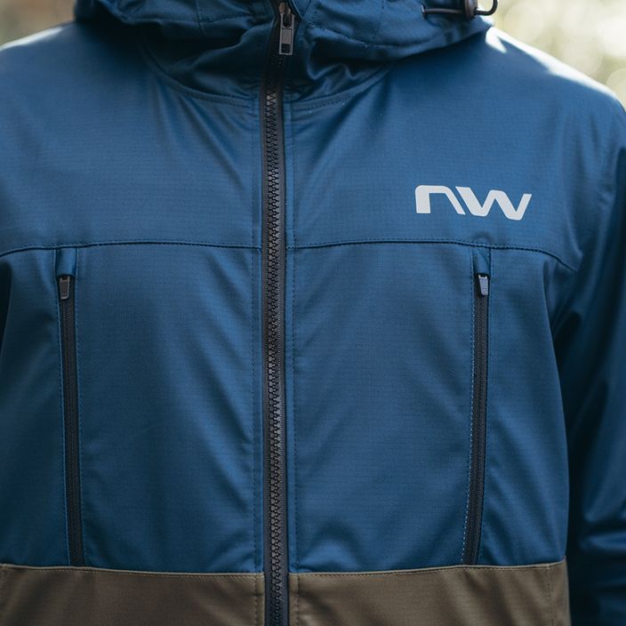 Jachetă de ciclism Northwave Easy Out Softshell albastru închis / verde pădure pentru bărbați 9