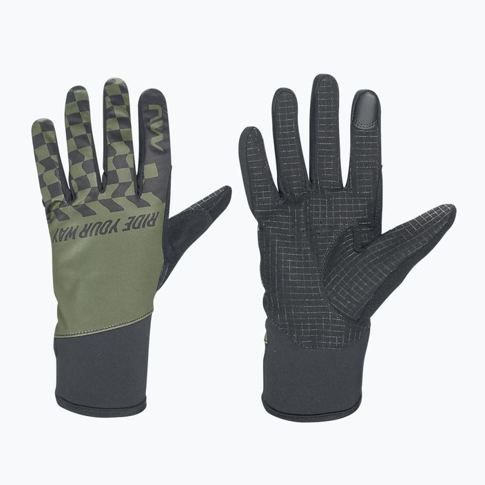 Mănuși de ciclism Northwave Winter Active pentru bărbați, verde pădure/negru 5