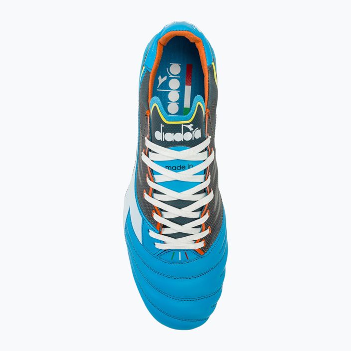 Ghete de fotbal pentru bărbați Diadora Brasil Elite Veloce GR ITA LPX albastru fluo/alb/portocaliu 5