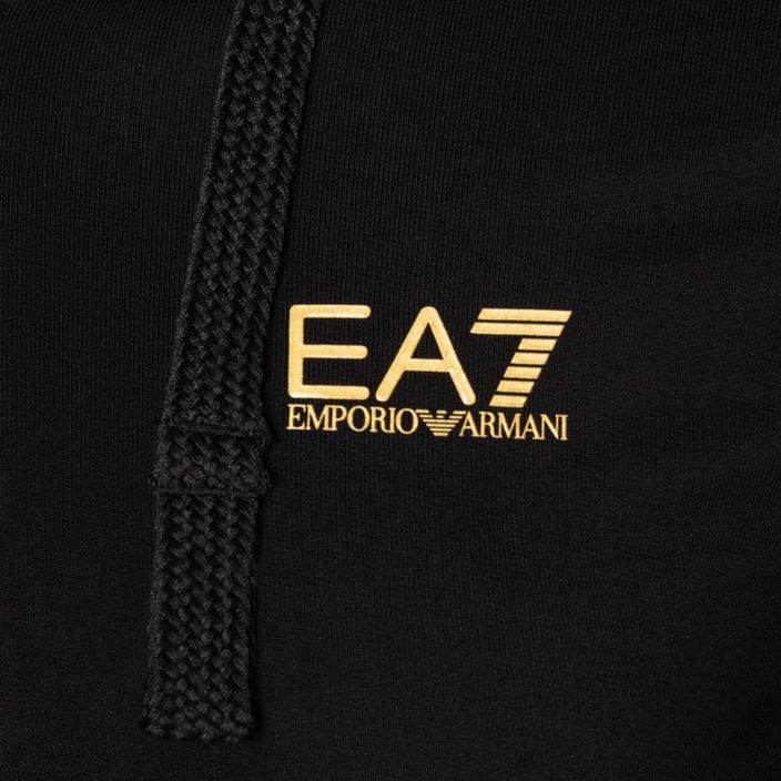 Hanorac cu glugă EA7 pentru bărbați Emporio Armani Train Core ID FZ Coft negru/auriu cu logo negru/auriu 3