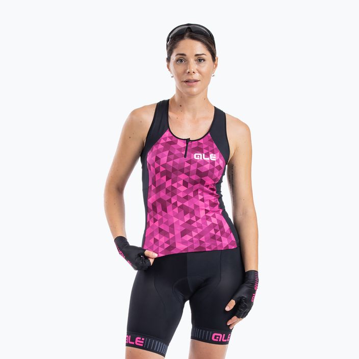 Tricou de ciclism pentru femei Alé Triangles roz-negru L21112543 3
