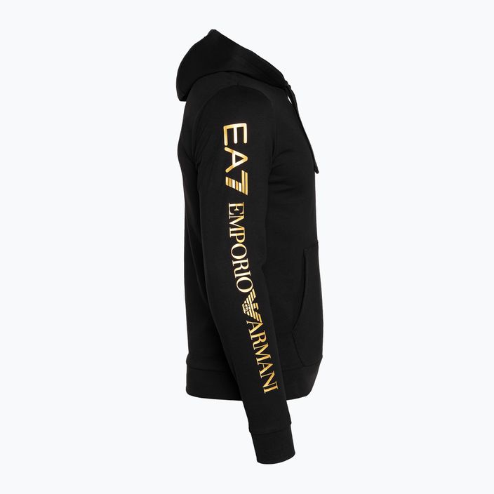 EA7 Emporio Armani Emporio Armani Train Logo Series Hoodie Extended Logo Coft negru/aur tricou cu logo negru/auriu pentru bărbați 4