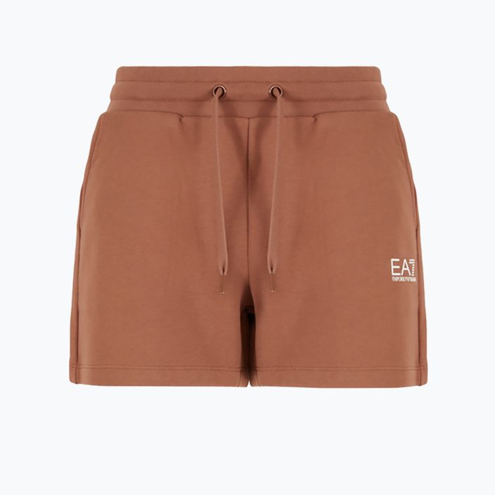 Pantaloni scurți de damă EA7 Emporio Armani Train Shiny tan/logo pristine pentru femei