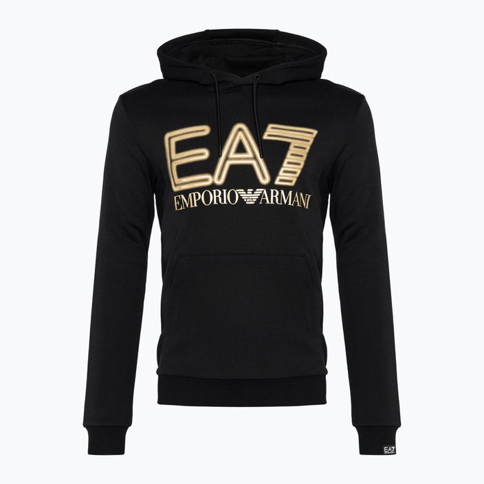 EA7 Emporio Armani Emporio Armani Train Logo Series Oversize Logo Hoodie Coft negru pentru bărbați