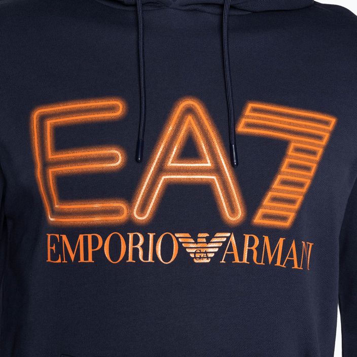 EA7 Emporio Armani Emporio Armani Train Logo Series Oversize Logo Hoodie Coft albastru marin pentru bărbați 3