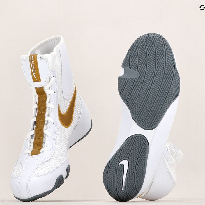 Nike Machomai alb și auriu pantofi de box 321819-170 15