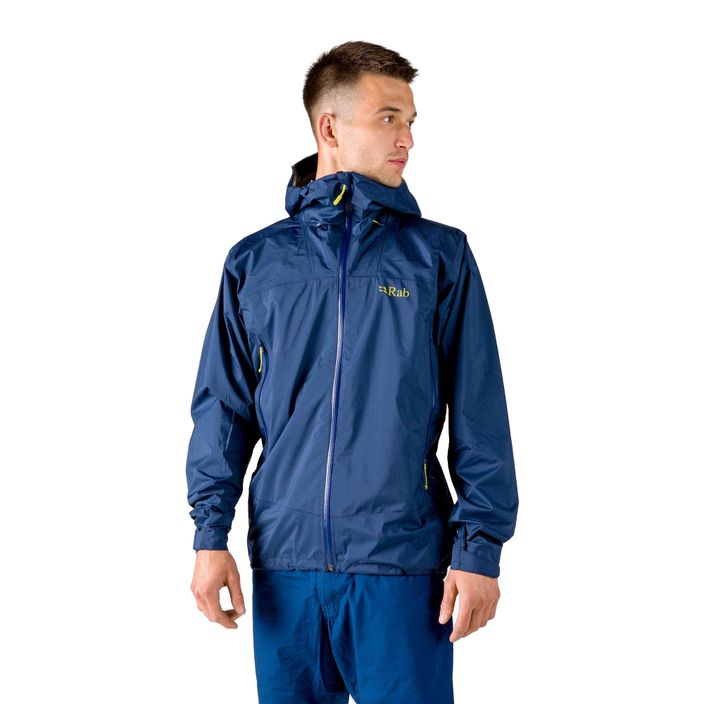 Jachetă cu membrană Rab Downpour Plus 2.0 pentru bărbați, albastru marin QWG-78-DI-S