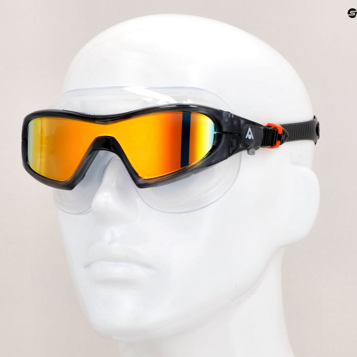 Mască de înot Aquasphere Vista Pro gri închis/negru/portocaliu oglindă din titan MS5041201LMO 12