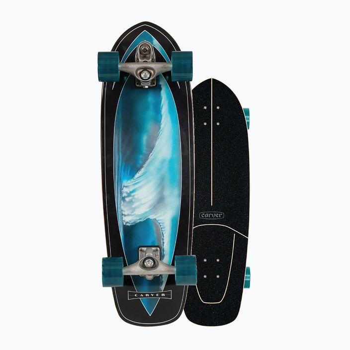 Skateboard surfskate Carver C7 Raw 32" Super Surfer 2020 Complete negru-albastră 8