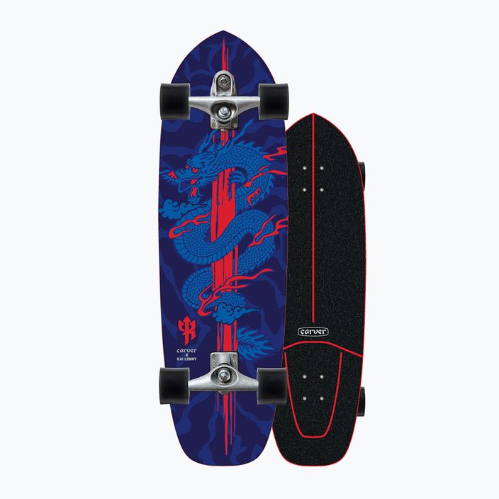 Skateboard surfskate Carver C7 Raw 34" Kai Dragon 2022 Complete albastru-roșie C1013011143 8