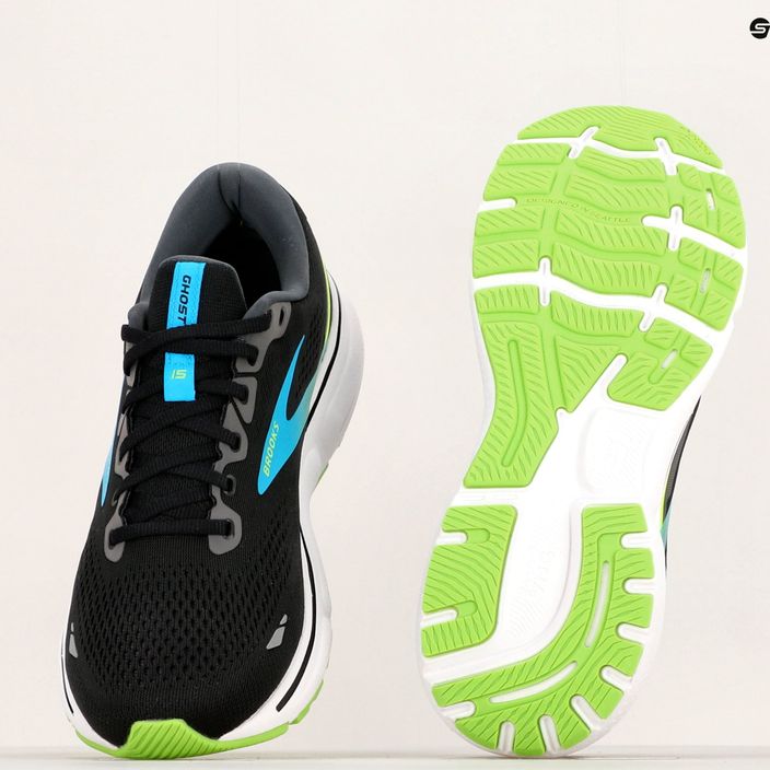 Brooks Ghost 15 pantofi de alergare pentru bărbați negru / Hawaiian pcean / verde 20