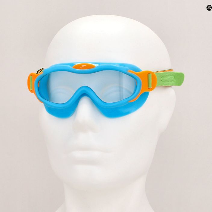 Masca de înot pentru copii Speedo Sea Squad Jr albastru azuriu/verde fluo/portocaliu/fluo portocaliu/clear 8