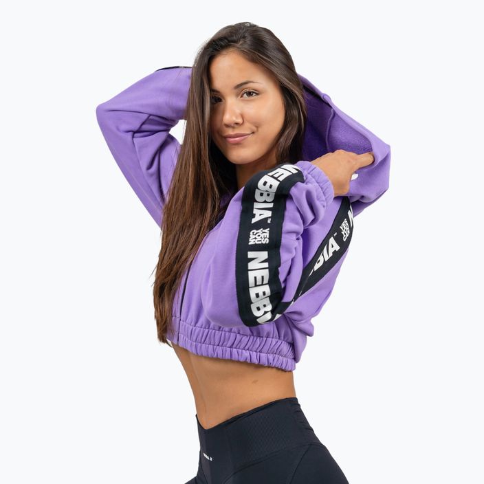 Bluză pentru femei NEBBIA Crop Hoodie Iconic lila