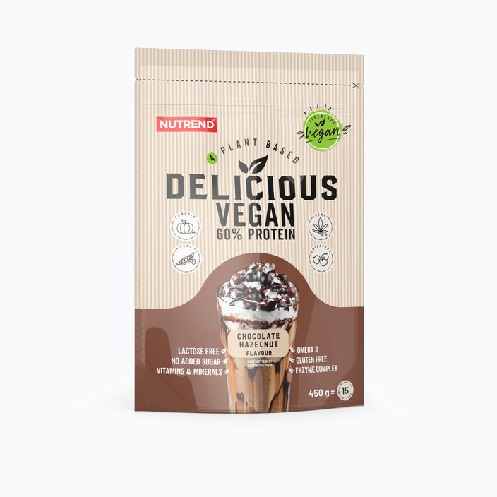 Shake proteic Nutrend Delicious Vegan Protein 450g ciocolată-alune VS-105-450-ČLO