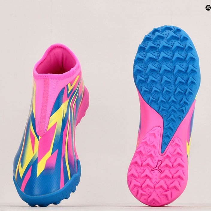 PUMA Match Ll Energy TT + Mid Jr cizme de fotbal pentru copii roz luminos/albastru ultra/galben alert 12
