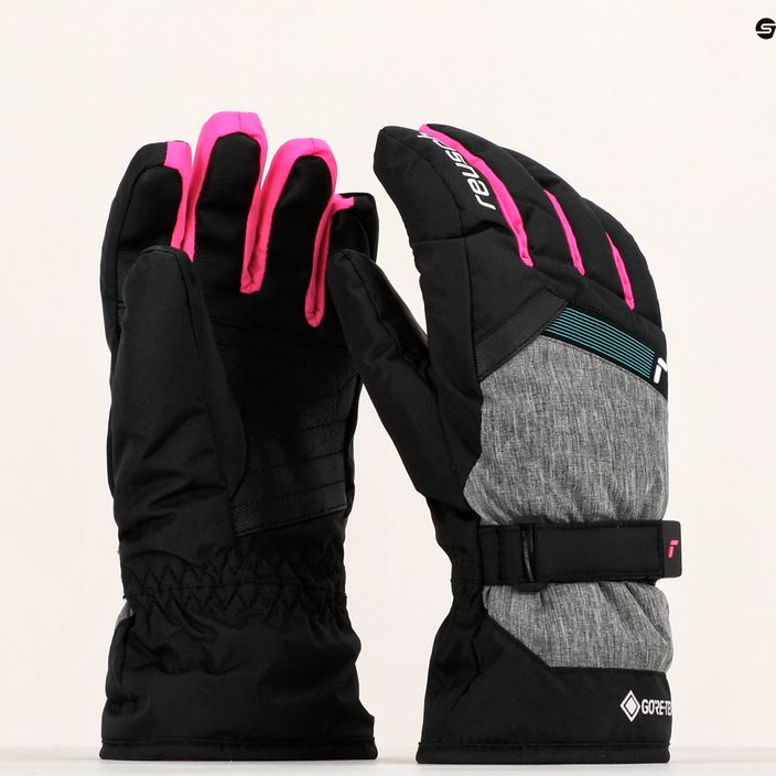 Mănuși de schi pentru copii Reusch Flash Gore-Tex negru/negru melange/roșu roz glo 11