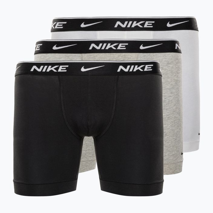 Chiloți de boxeri Nike Everyday Cotton Stretch Boxer Brief 3Pk MP1 pentru bărbați, alb/gri Heather / negru