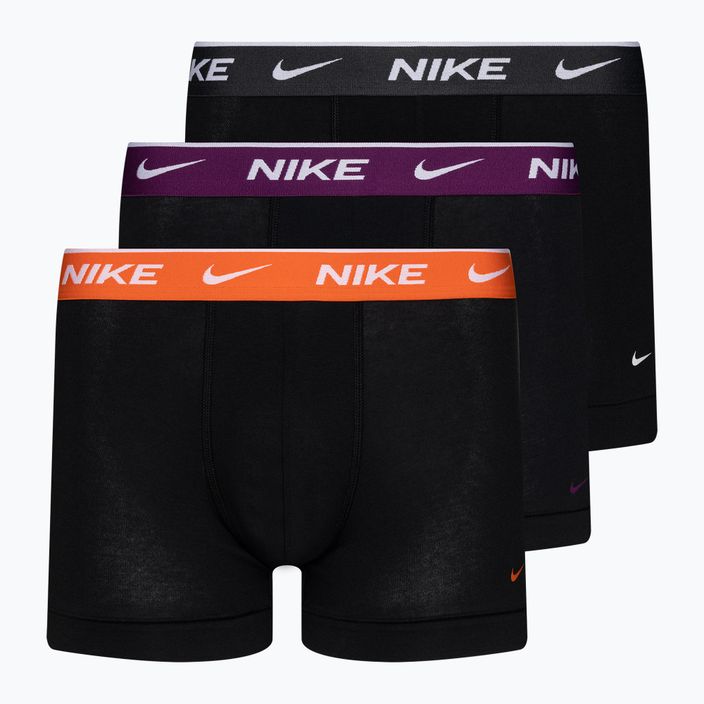 Boxeri pentru bărbați Nike Everyday Cotton Stretch Trunk 3 pary black/violet/orange