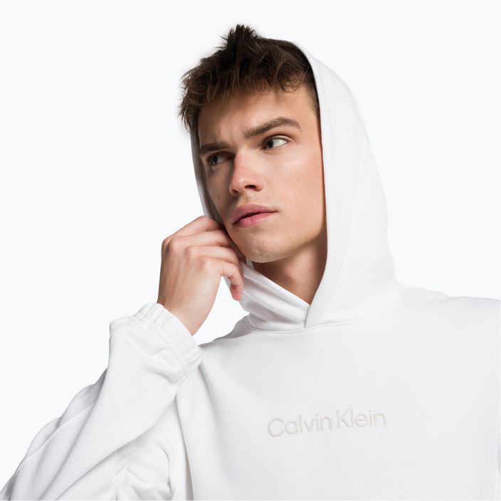 Hanorac cu glugă pentru bărbați Calvin Klein YAF alb strălucitor 4
