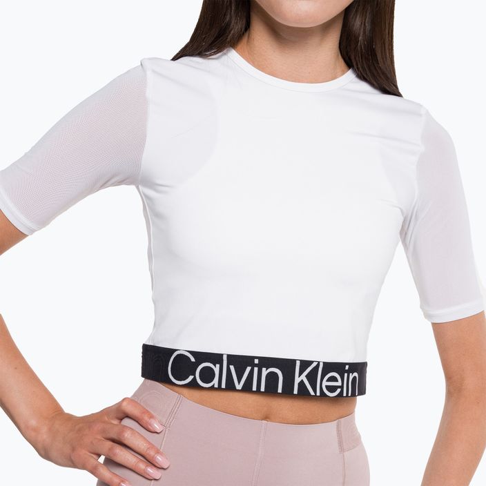 Tricou Calvin Klein Knit alb strălucitor pentru femei 4