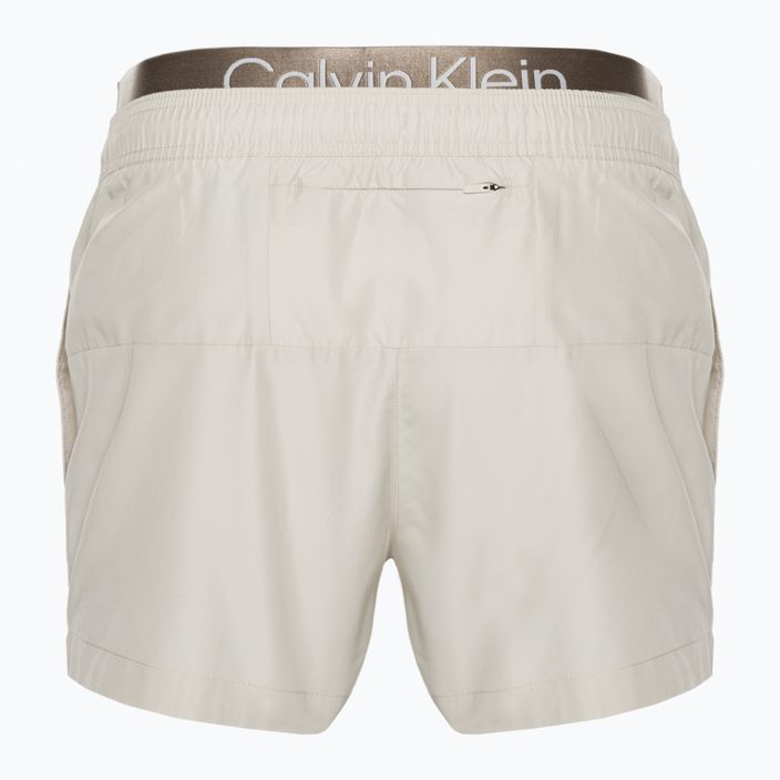 Pantaloni scurți de baie bărbați Calvin Klein Short Double Wb bej pentru bărbați 2