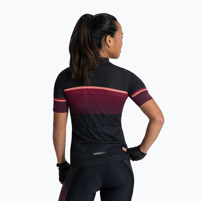 Rogelli Impress II tricou de ciclism pentru femei burgundia/coral/negru 2