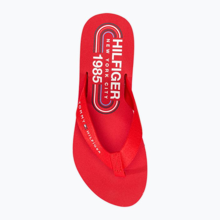 Papuci pentru femei Tommy Hilfiger Global Stripes Flat Beach Sandal fierce red 5
