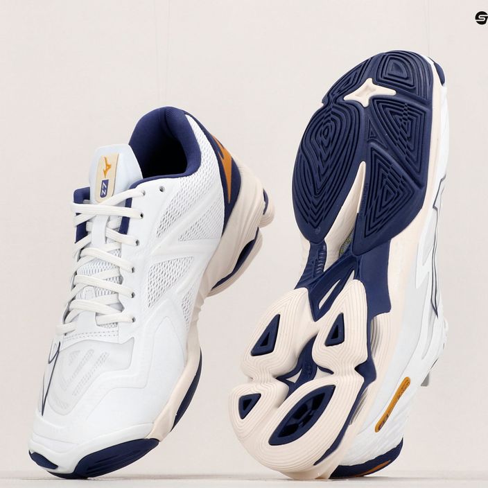 Pantofi de volei pentru bărbați Mizuno Wave Lightning Z7 alb / panglică albastră / aur mp 10