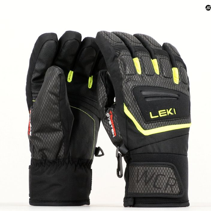 LEKI WCR Team 3D Junior mănuși de schi negru gheață/limon 10