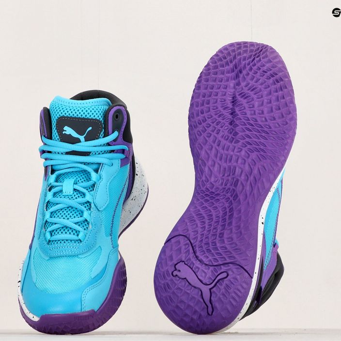 Pantofi de baschet pentru bărbați PUMA Playmaker Pro Mid purpuriu glimmer/bright aqua/strong gray/white 16