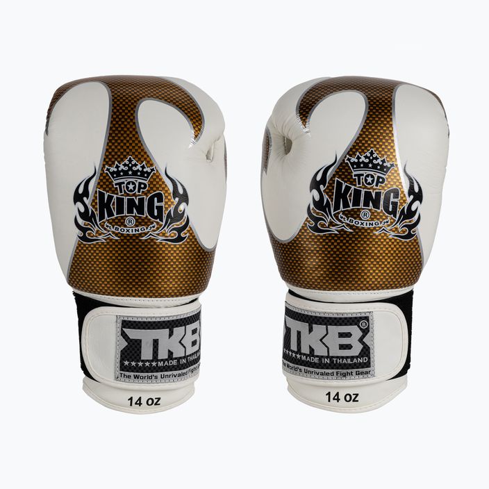 Top King Muay Thai Muay Thai Muay Thai Empower mănuși de box alb TKBGEM-01A-WH-GD-10 2